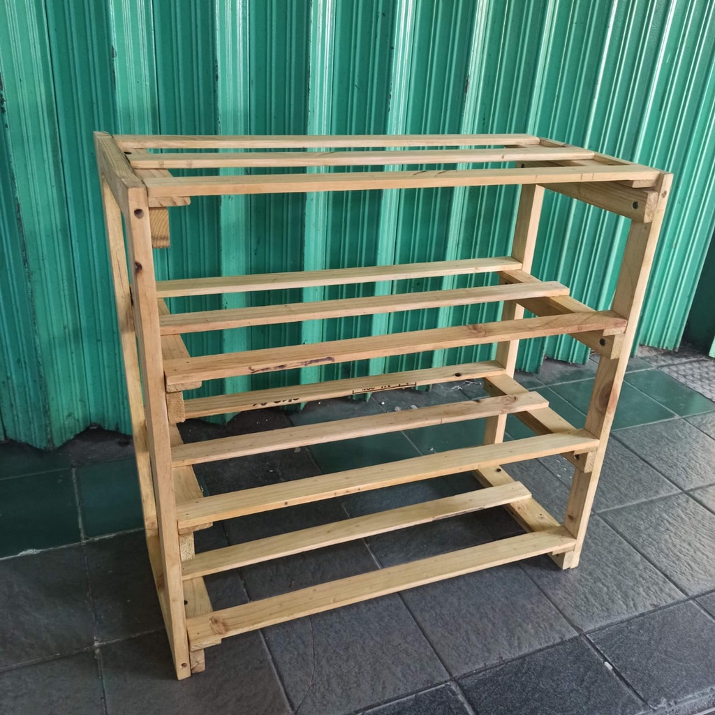 Roekre Rak Sepatu 4 Susun Kayu Jati Belanda - Rak serbaguna-Rak sendal sepatu