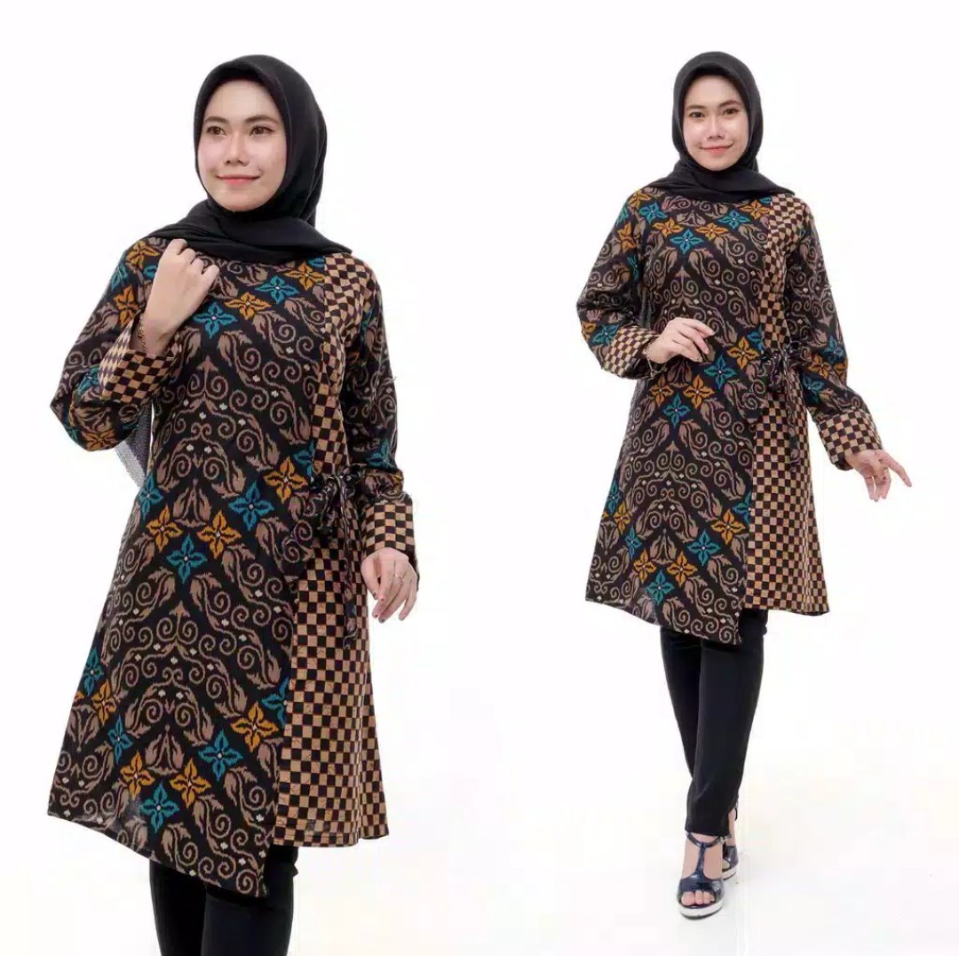 Terlaris Serut Genes Jelita Tunic Navbor Yelbor Whitbor Creambor Tunik Batik Modern Hrb030 Dolbi Dob