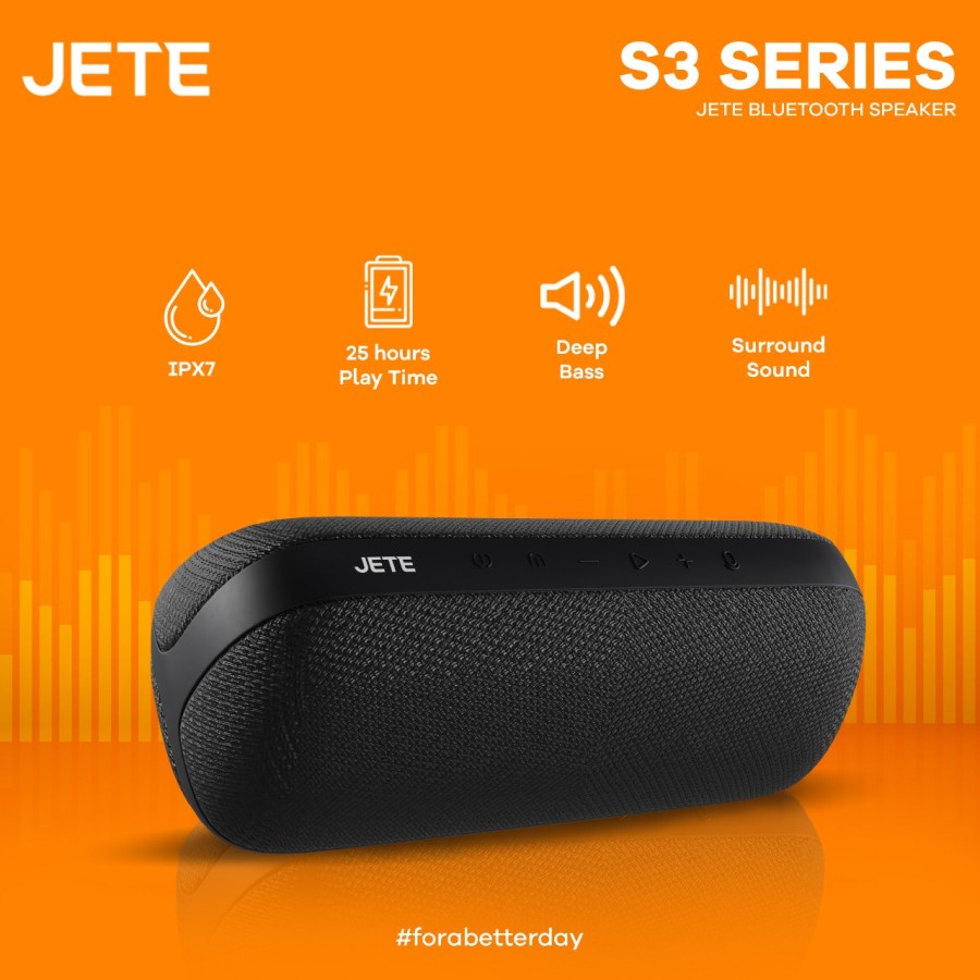 Speaker Bluetooth Portable | Speaker Bluetooth Water Resistant IPX7 Waterproof JETE S3 - Garansi 2 Tahun