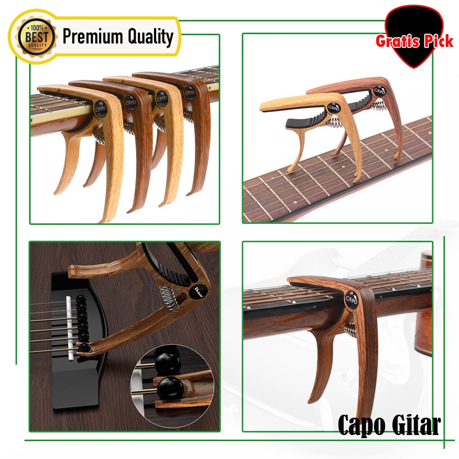 Capo Motif Kayu Alumunium Alloy Halus Dan Kuat Wood Motif