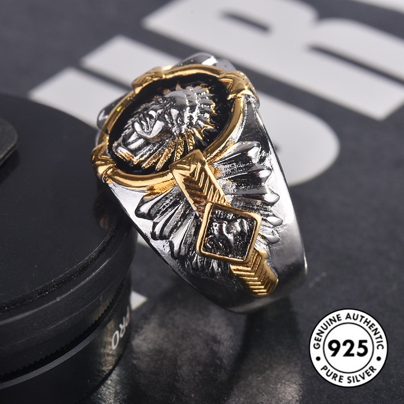 Cincin Desain Potret Totem Bahan S925 Silver