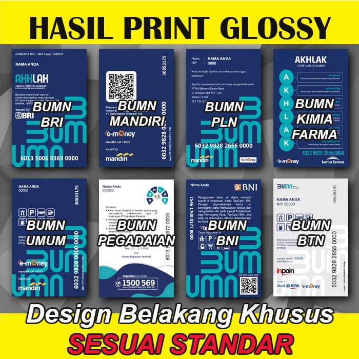 Cetak idcard emoney BUMN Terbaru name tag id card baru GLOSSY MNGKILAP