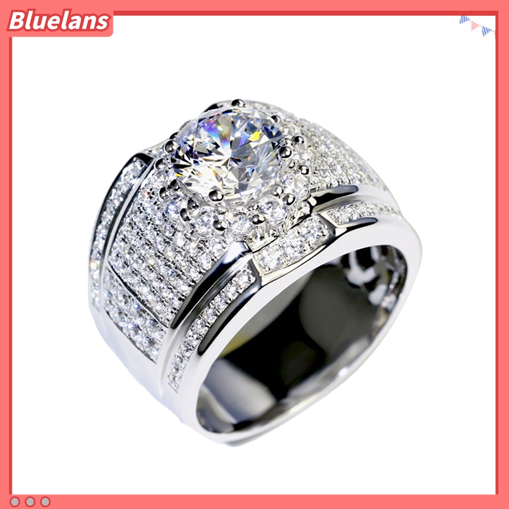 Cincin Lapis Silver Dengan Berlian Imitasi Untuk Pria