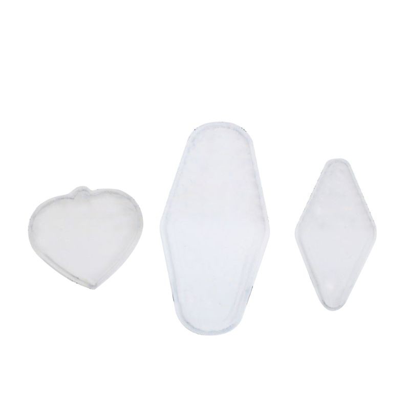 3Pcs Handmade Heart Rhombic Dog Tag Pendant Silicone Mold With Hole Jewelry Tool