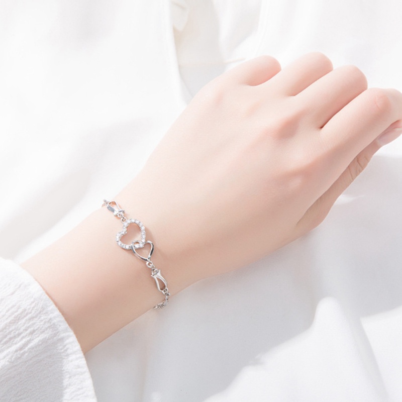 Fancyqube Gelang Kaki Rantai Emas 14k Desain Dua Hati Hollow Hias Berlian Gaya Klasik Untuk Wanita