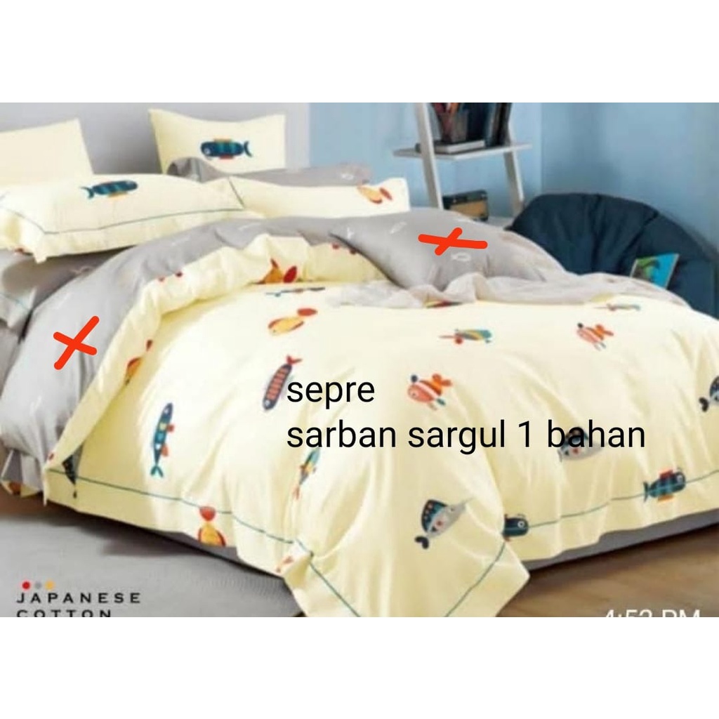 [Orchid Bedding] Seprai (sprei) Single 100x200x30cm Katun Import Ikan Nemo Cream