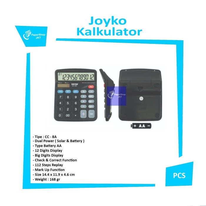 

CODE130 Calculator / Kalkulator Joyko CC-8A / 12 Digits / Check Correct