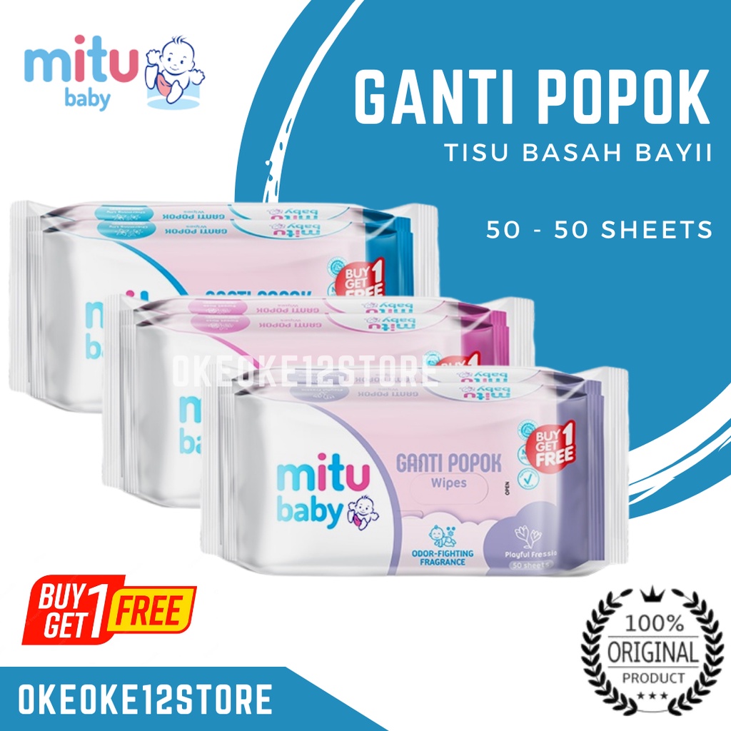 Tisue Basah mitu all variant dan Tisue basah paseo 50+50 Sheets