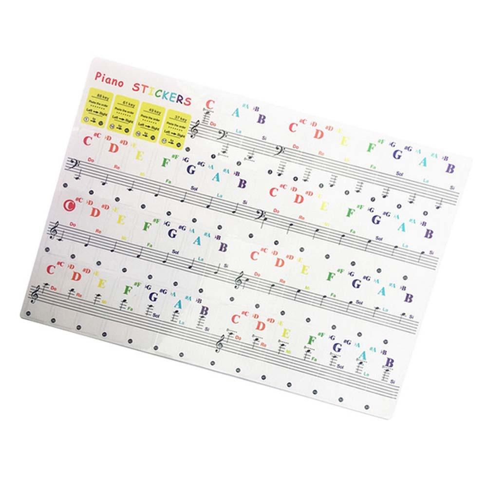 QUINTON Stiker Keyboard Piano Untuk Pemula Multicolor Sticker Symbol Electronic Keyboard Key 88Keys Perekat Piano Stave Note