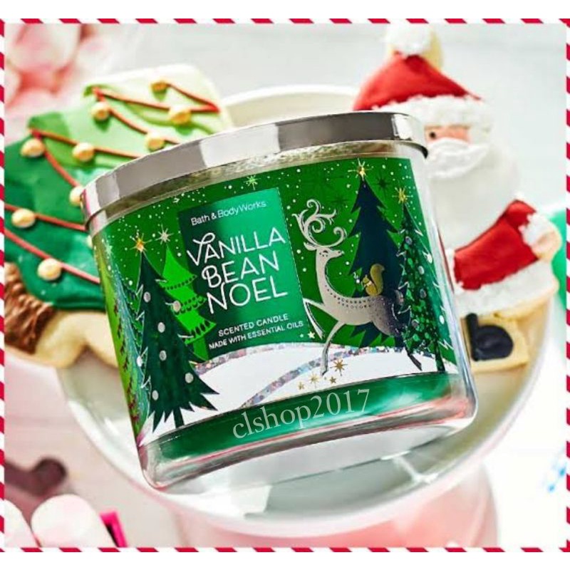 BATH AND BODY WORKS BBW VANILLA BEAN NOEL 3 WICK SCENTED CANDLE MADE WITH ESSENTIAL OILS 411 G vbn