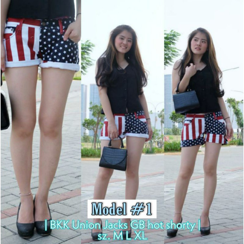 ⚡ CLEARANCE SALE ❤ PREMIUM IMPORT BKK ❤ FLAG PATTERN JEANS HOT SHORT PANTS