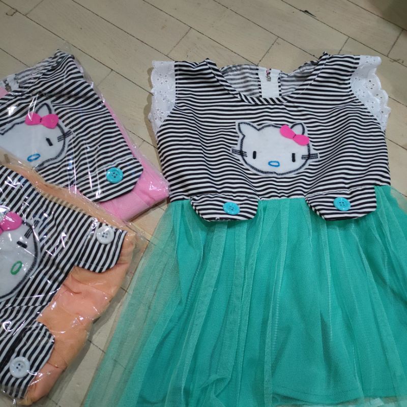 Dress anak cewek perempuan 1 2 tahun gaun anak perempuan hk anak hellokitty