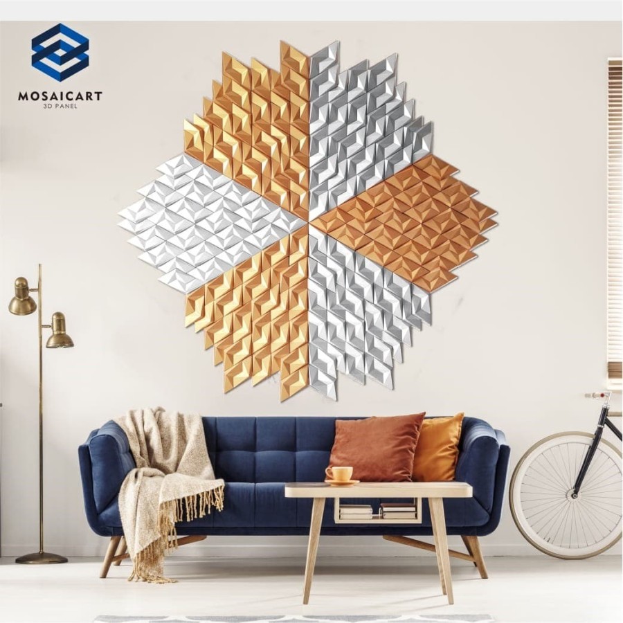 Dekorasi Dinding Mosaicart 3D Wall Panel - Snow Flake Gold (Ukuran kecil)