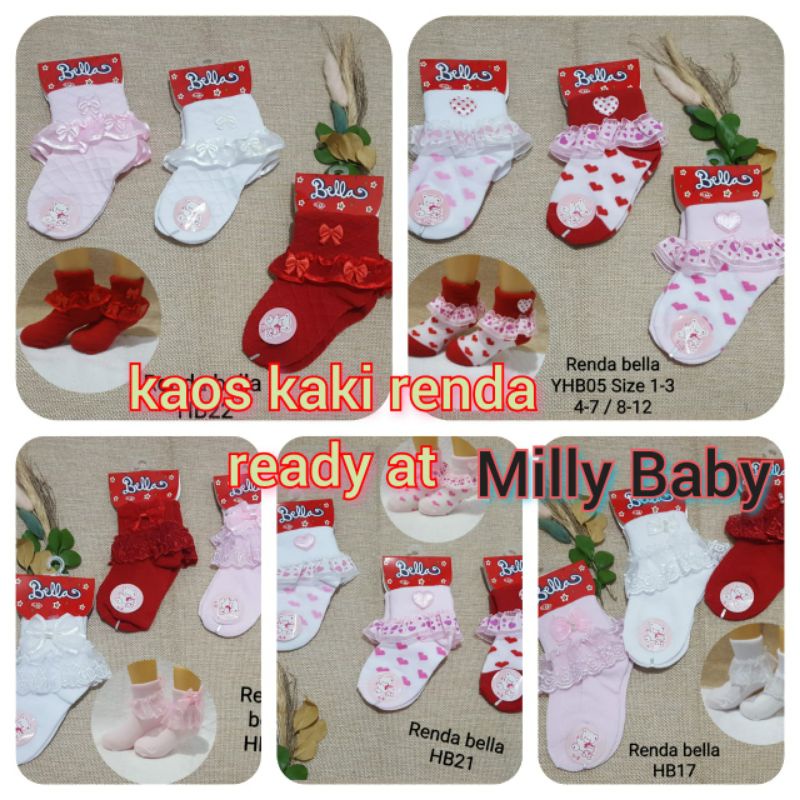 [MillyBaby] kaos kaki renda / kaos kaki renda bayi / kaos kaki renda anak tk / kaos kaki bella