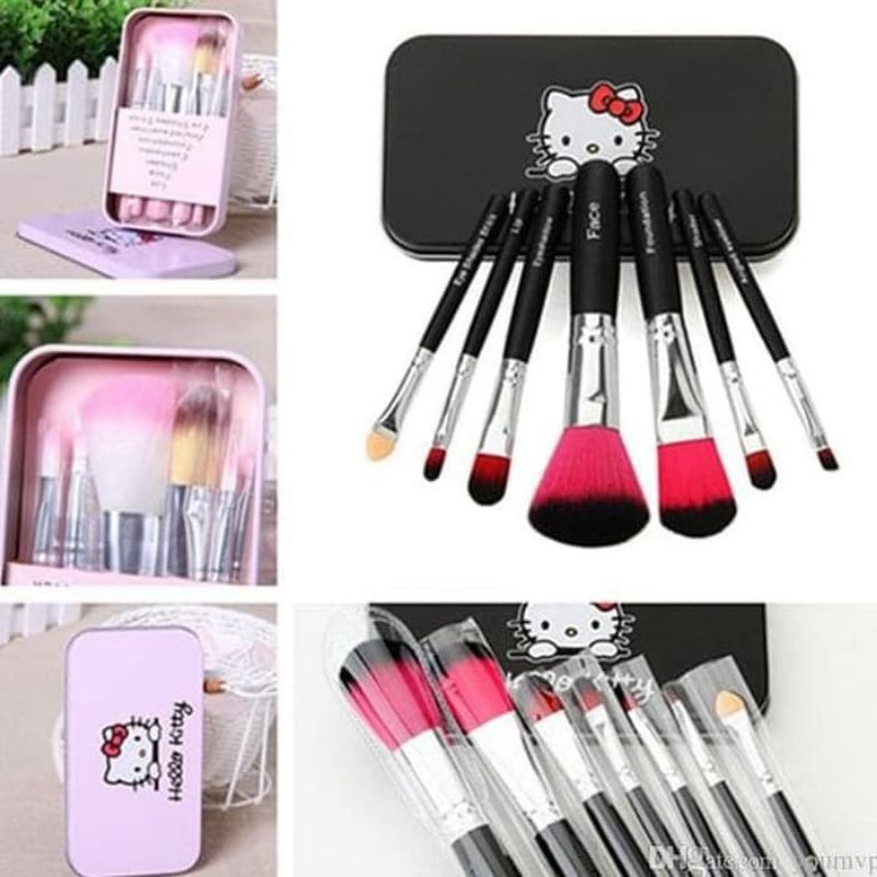 KUAS MINI 1 SET ISI 7 PCS BRUSH MAKE UP SET HELLOKITTY