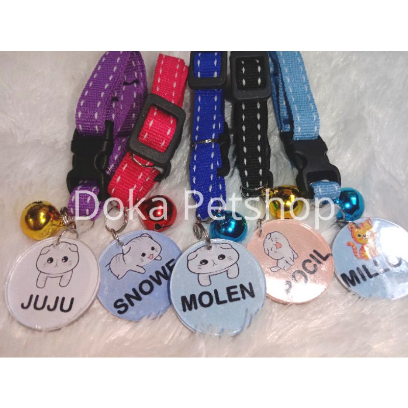 Kalung Kucing Nama Custom Lonceng Kelinci Anjing Lucu Akrilik