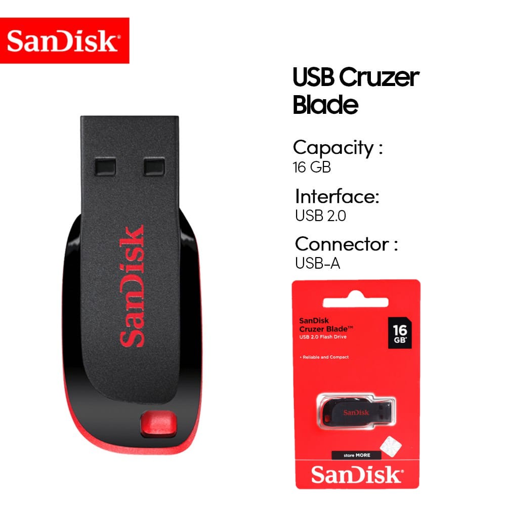 Gramedia Royal - FLASHDISK SANDISK USB BLADE CZ50 16GB SDCZ 50-016G-B35