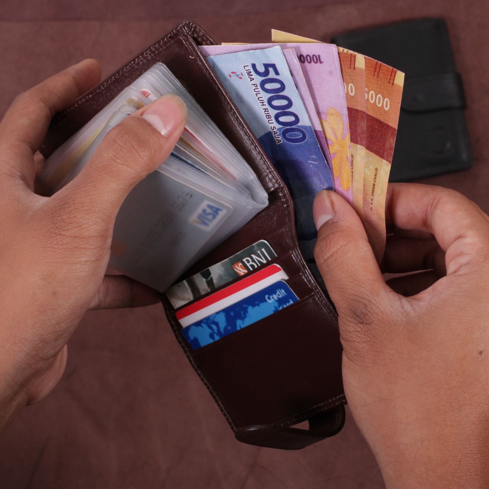 FUSION WALLET - DOMPET KARTU DOMPET KULIT MINI CARD ORGANIZER BAHAN KULIT SAPI ASLI 16 SLOT ATM ADA SLOT UANG KERTAS PRAKTIS EMBOSS QI LEATHER *TERMASUK BOX