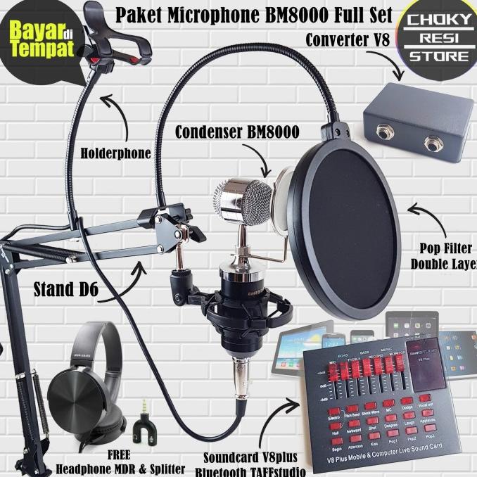 Paket Microphone BM8000 Full Set Untuk Cover Lagu atau Live Streaming choky73