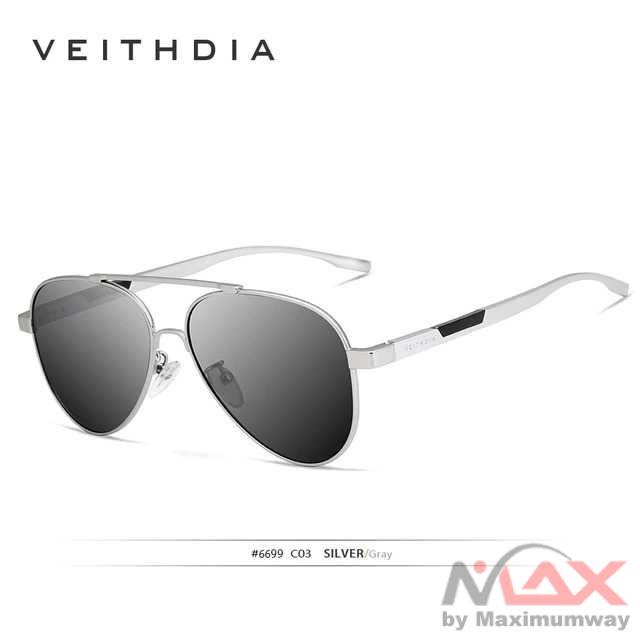 Veithdia ORI Kacamata Pria Model Aviator / Pilot / Penerbang Lensa UV Polarized VEITHDIA Men Vintage Aluminum Magnesium Sunglasses Polarized Photochromic Lens Classic Brand Sun glasses Driving Shades For Men