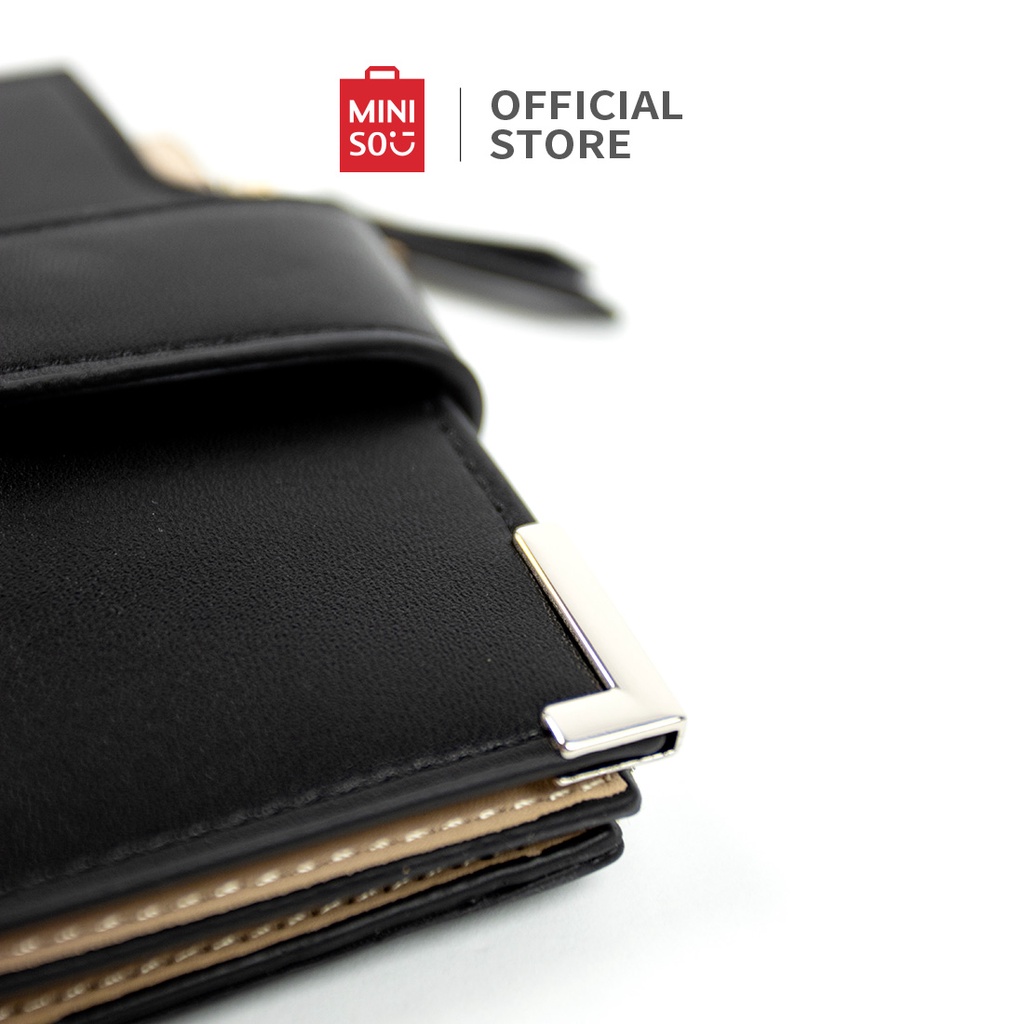 MINISO Dompet Pria Men's Wallet  Matte Pendek Bisnis Santai Pemblokiran Warna Serbaguna Pengait Short Wallet-3