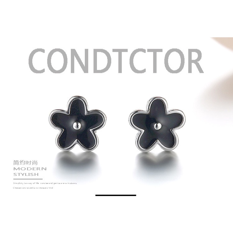 Anting Perak 925 Wanita Hitam Fashion Perhiasan/Subang Telinga anting perempuan