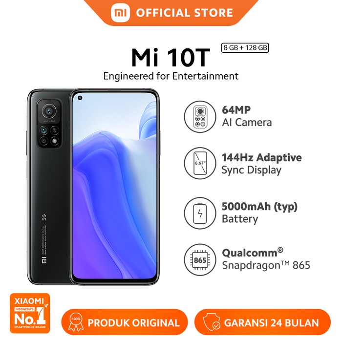 Xiaomi Official Mi 10T 8/128GB Snapdragon 865 64MP AI Smartphone HP - Cosmic Black