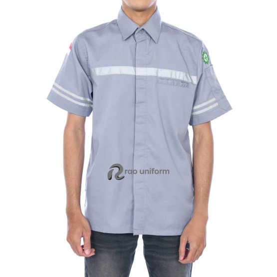 Atasan Wearpack tangan pendek custom bordir/Baju kerja kantor/kemeja karyawan kantor pabrik lapangan