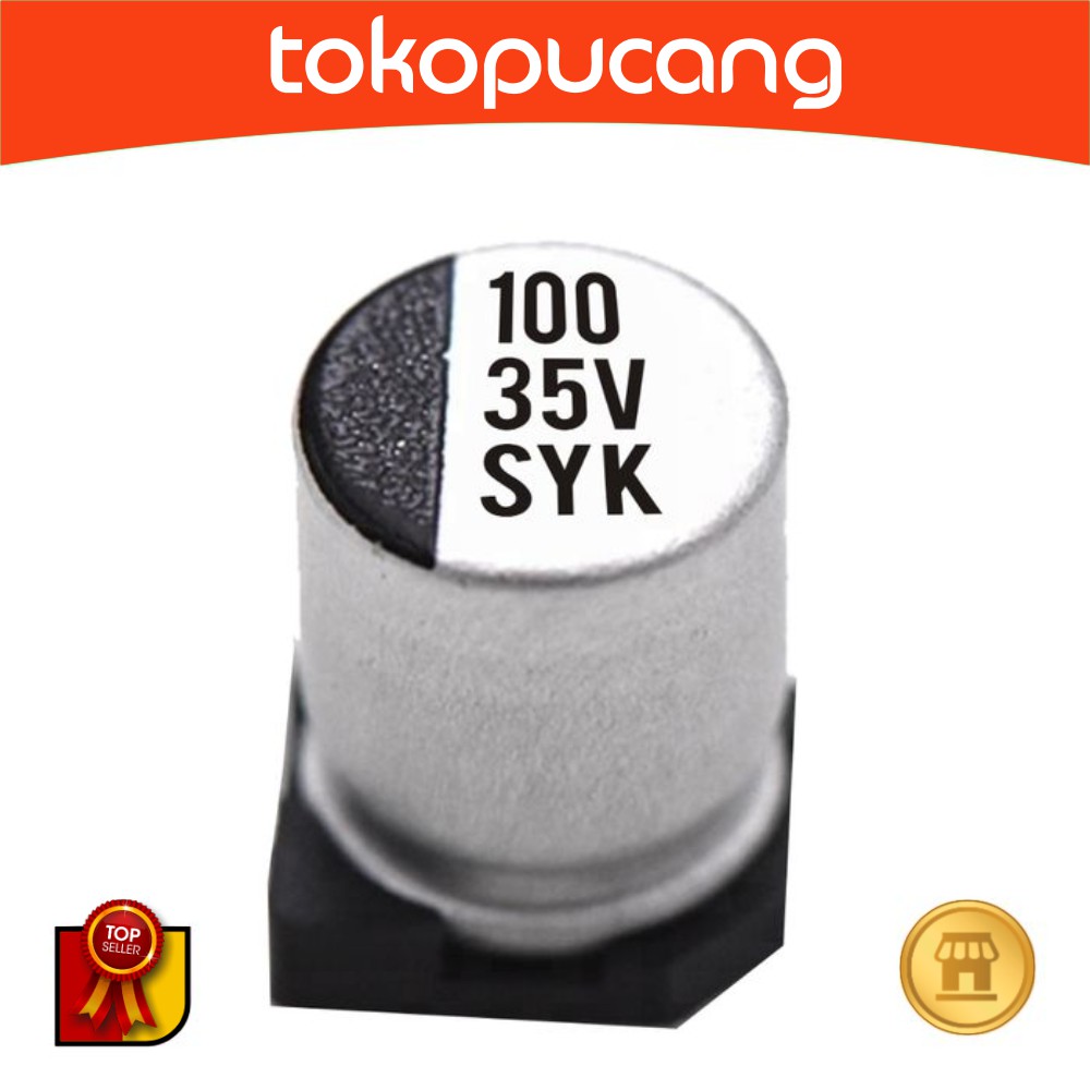 Elco SMD 100uF 35v aluminum electrolytic 100 uF 35 V 35volt 35 volt