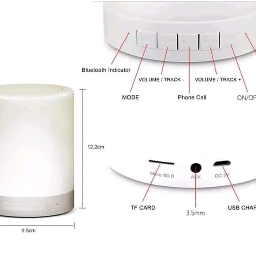 Speaker Bluetooth + Lampu Speaker Touch Lamp Audio