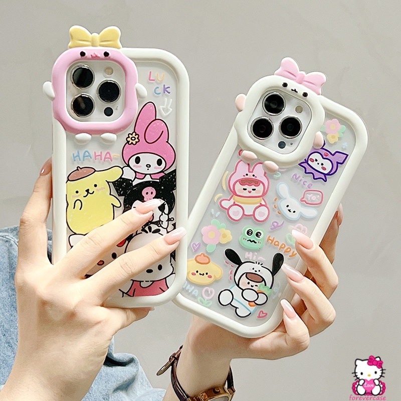 Soft Case TPU Motif Kartun Hello Kitty 3D Untuk IPhone 6 6S 7 8 Plus 13 11 12 Pro MAX XR X XS MAX SE