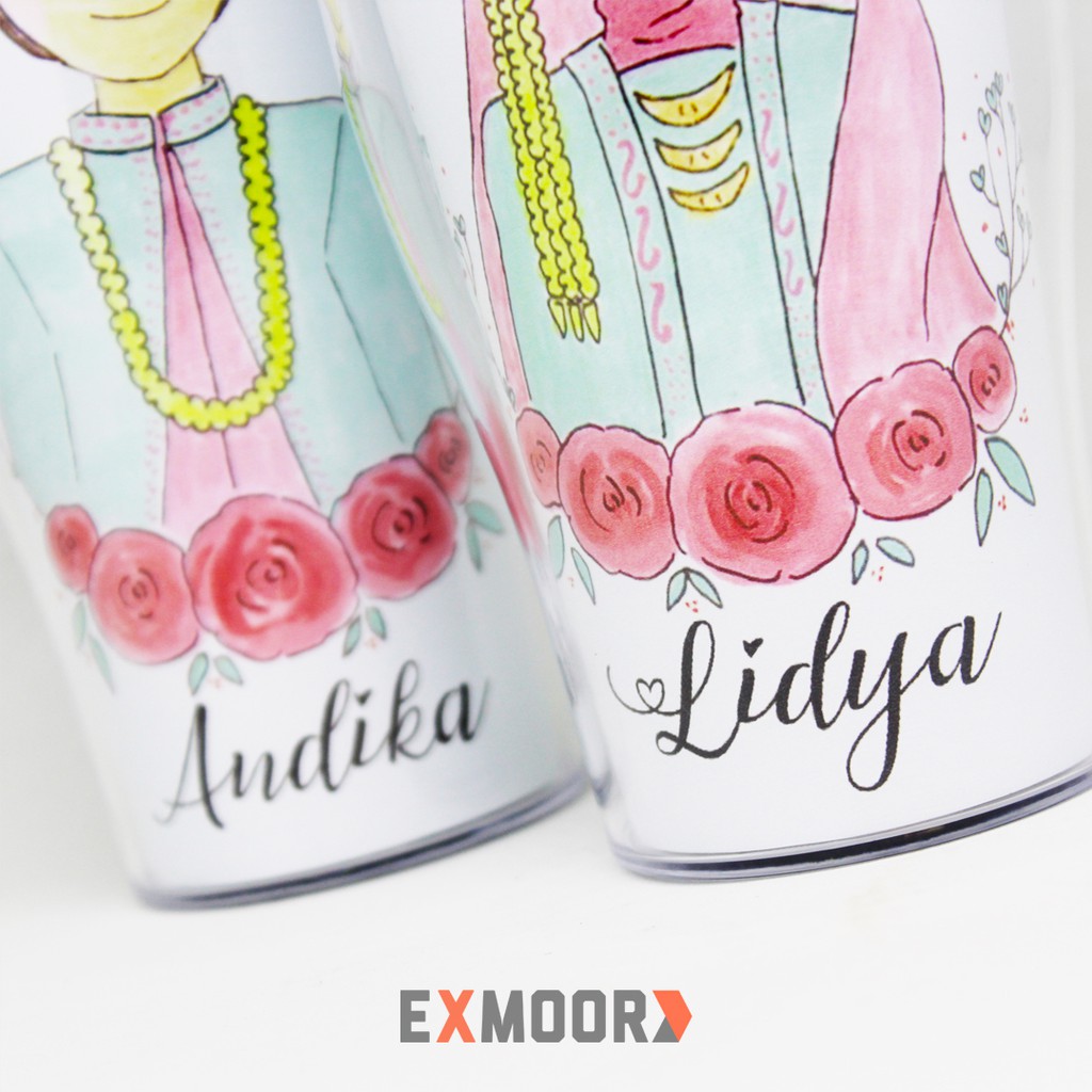 Exmoor Tumbler Couple Pengantin Sunda Hijab Model 2 Untuk Kado Pernikahan