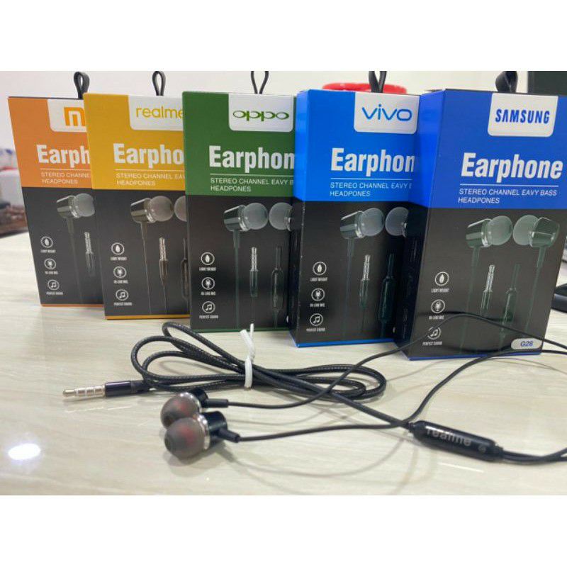 HF HEADSET/EARPHONE BRANDED G-28 + MIC SUPER BASS PACK IMPORT