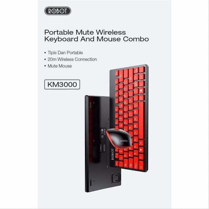 Robot KM3000 Portable Mini Wireless Keyboard + Mouse Combo Original