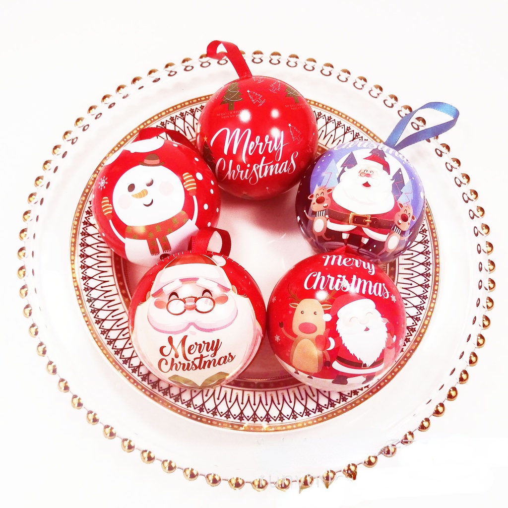 [ Round Tin Can Candy Box Hanging Decoration for Christmas Festival Home Party  Wedding Present ]