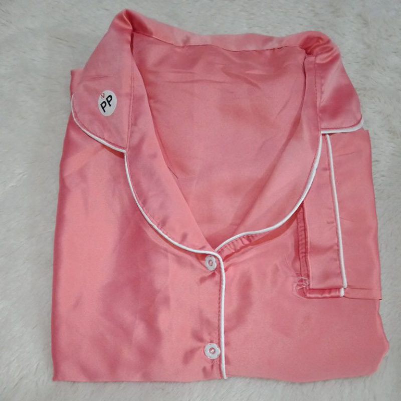 Lover Fashion PP Piyama Satin Polos-Peach