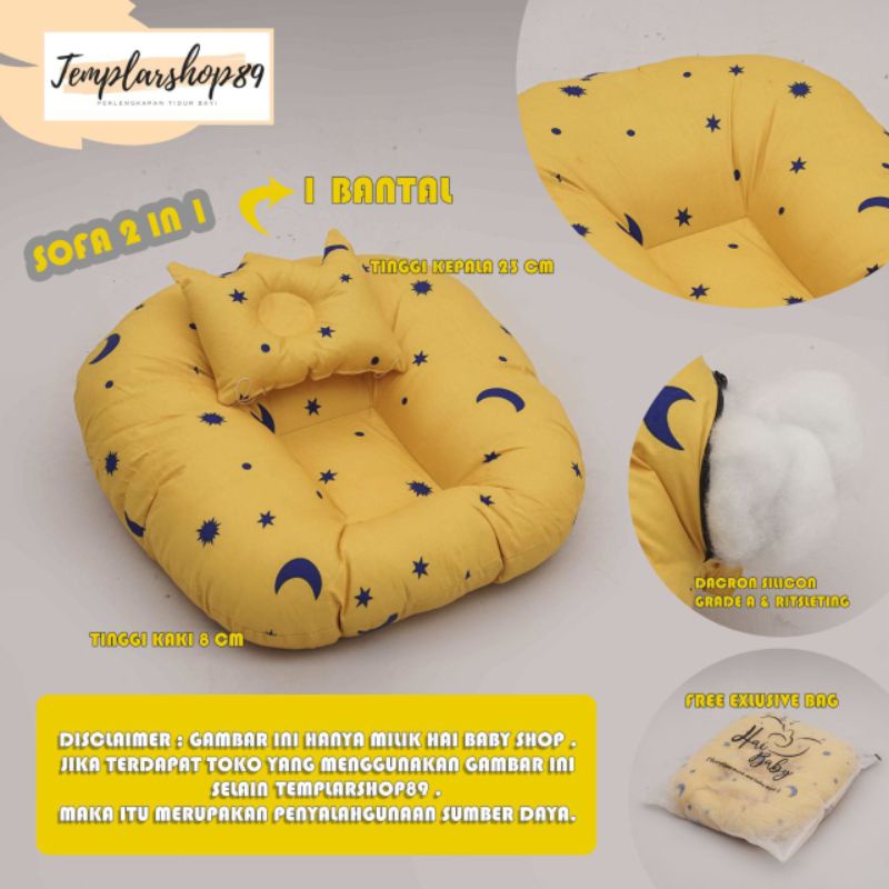 Sofa bayi / baby launger  FREE bantal mahkota bayi dan tas mika.-Bb Kuning