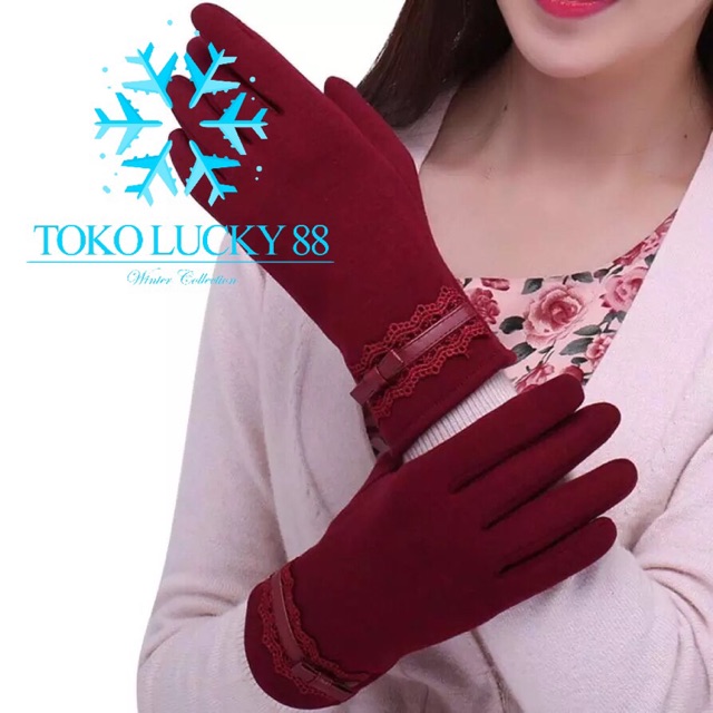(Cacat gudang) Sarung Tangan Winter Touchscreen Bulu Glove Fingerprint