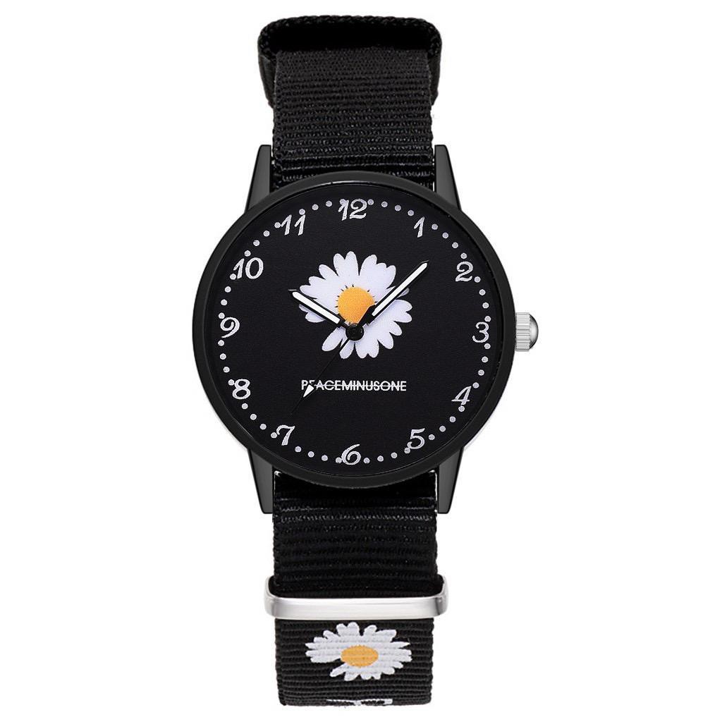 COD Jam Tangan Ins/Little Daisy Watch/Korean Nylon Strap Quartz Watch Couple Watch