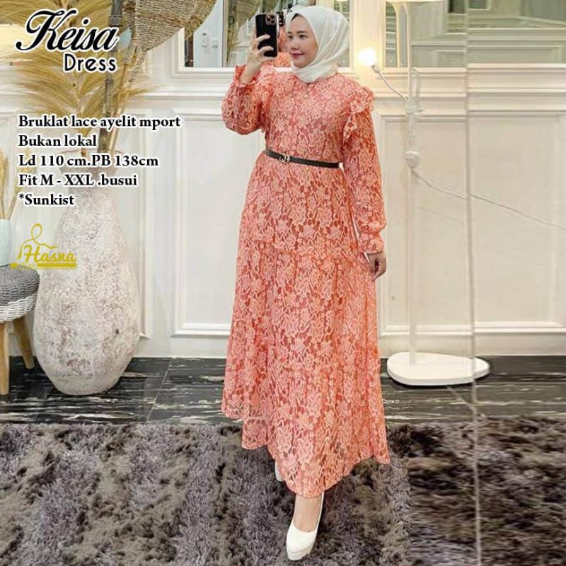 BAJU PESTA BROKLAT JUMBO BIGSIZE LD 110/BAJU KONDANGAN/KEISA DRESS BY HASNA FASHION HQ