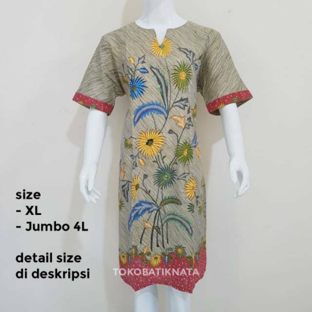 dress batik wanita lengan pendek katun