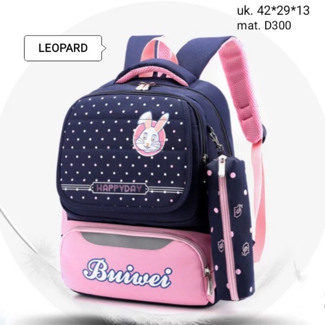 Tas Backpack For Kids BUIWEI Motif DYNOSAUR and RABBIT / Ransel Gendong Motif Kartun Animasi