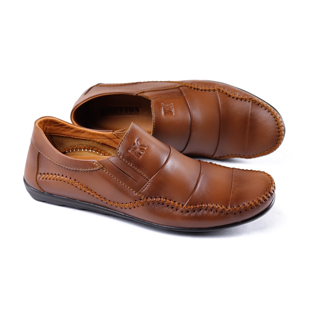 Sepatu Pria Kasual Loafer Pantofel Pria Slip On  Kulit Asli KEYTON MSL983 Original