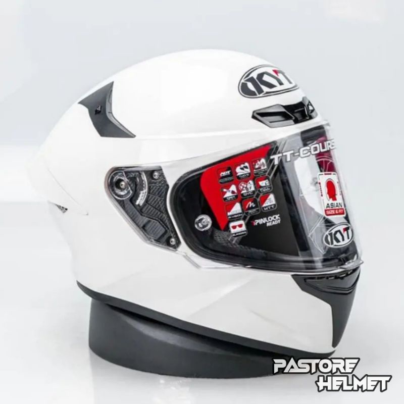 Helm KYT TT Course Plain White | TTC Putih Polos | Produk Original