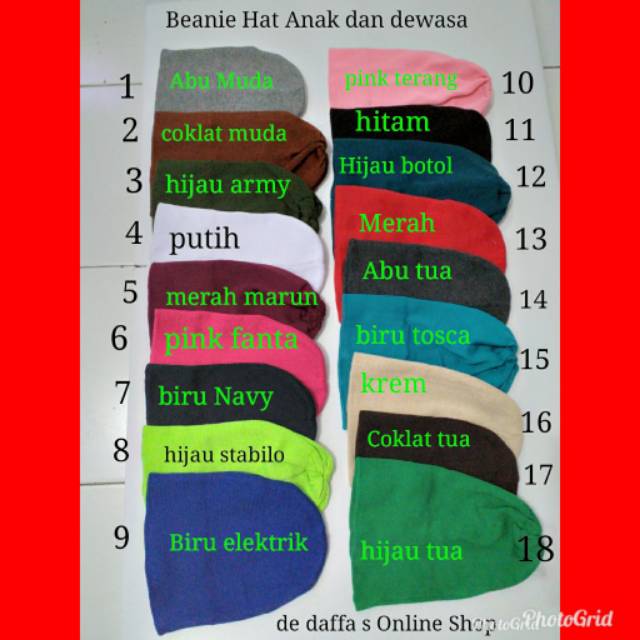 ☆ Kupluk topi beanie Hat warna warni bahan kaos spandex