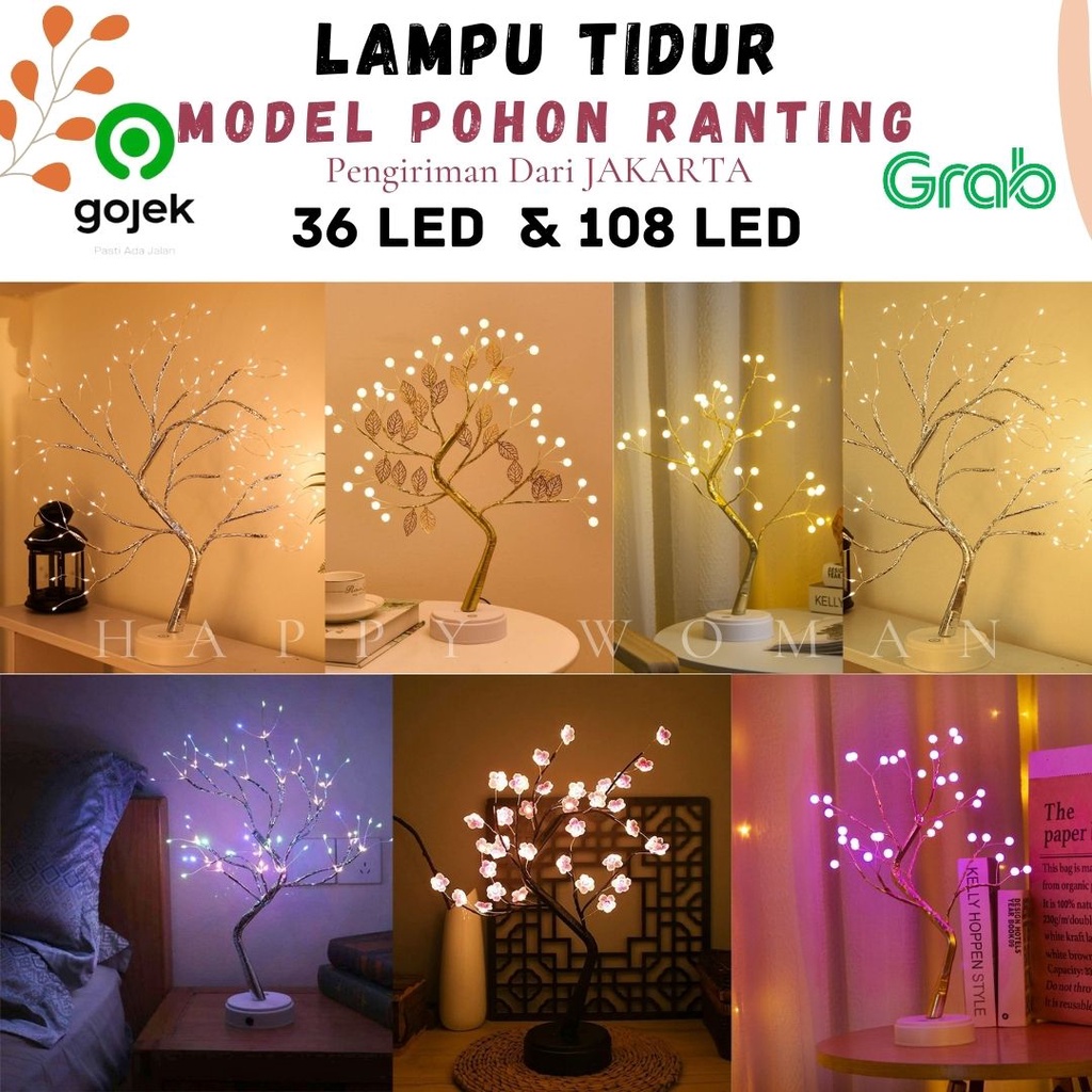 Lampu Tidur Model Pohon Ranting Unik Colokan USB Dekorasi Kamar Aesthetic LAMPU