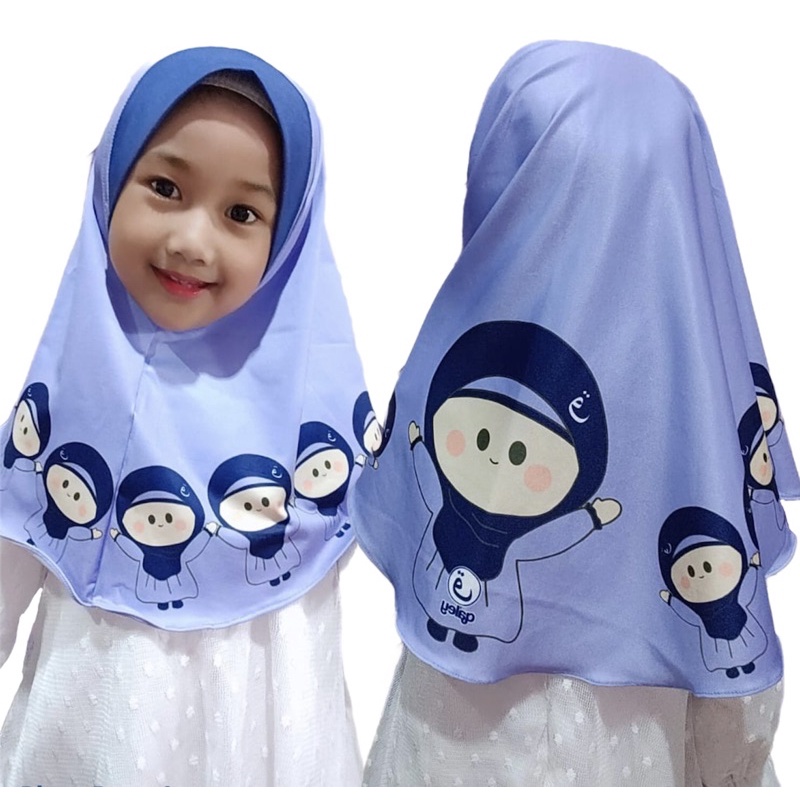 HIJAB INSTANT ANIMASI QALEY UNGU / HIJAB ANAK / HIJAB KARAKTER / HIJAB LUCU / HIJAB KARAKTER