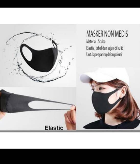MASKER KAIN BAHAN SCUBA POLOS HITAM