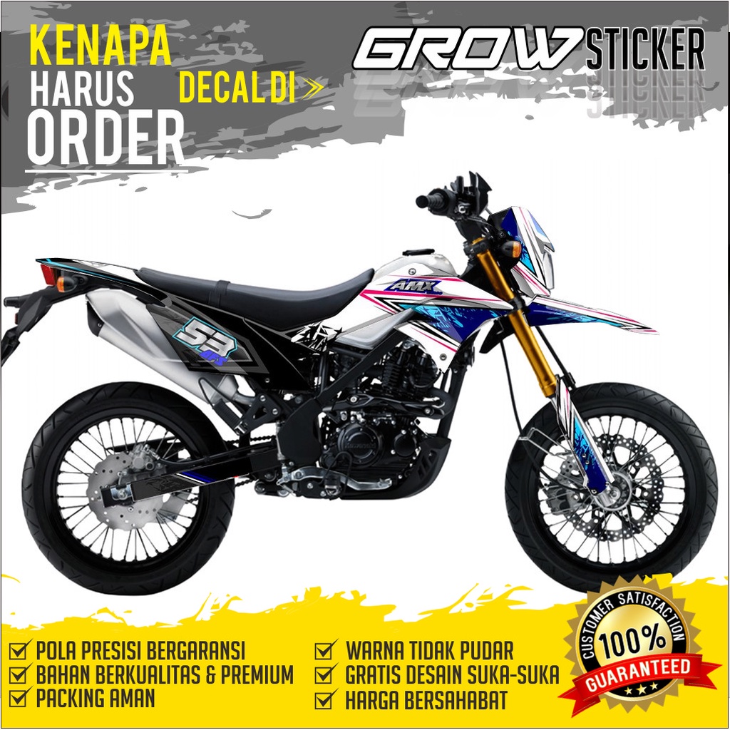 130 DEKAL DECAL STIKER STICKER Striping KLX Dtracker New Motif Supermoto Biru Putih