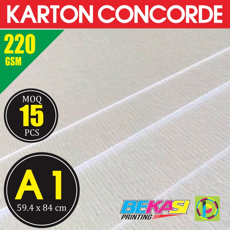 

Kertas Karton Carton Concorde 220 GSM Ukuran A1 59.4x84 cm isi 15 Lbr